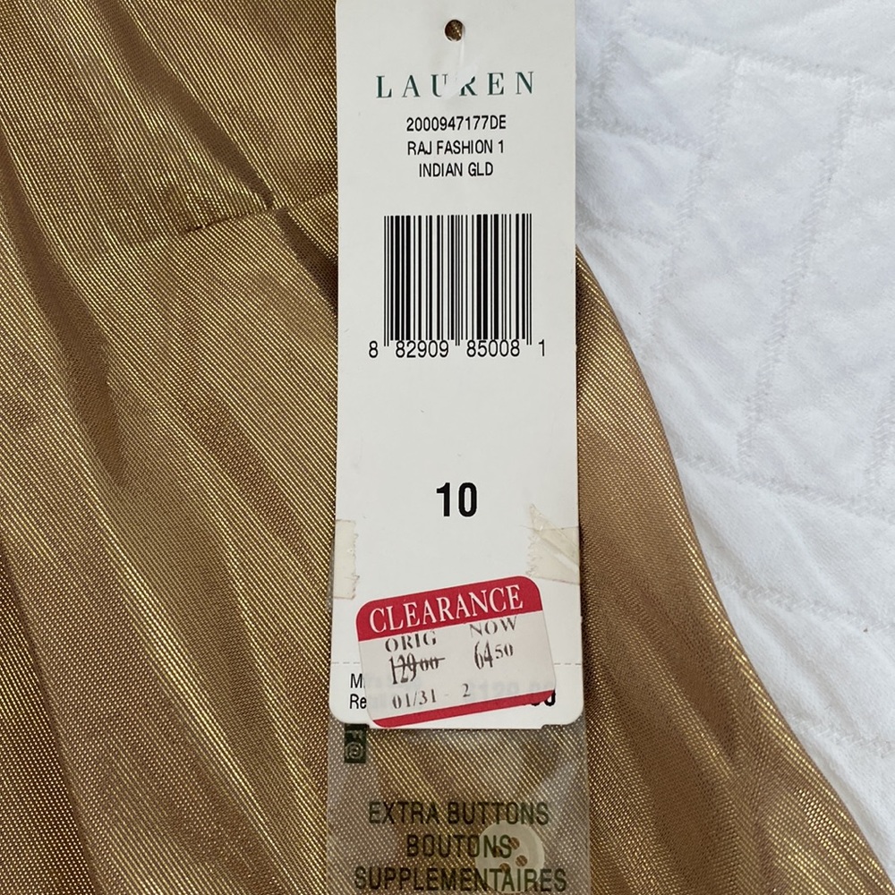 LAUREN RALPH LAUREN Gold Ruffle Sleeveless Blouse RAJ Fashion 1 Indian Gold NWT - Picture 4 of 8